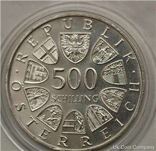 AUSTRIA SILVER PROOF 1983 500 SCHILLING COIN  