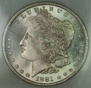 1881 O Morgan Silver Dollar Coin, Gem Uncirculated, BU  