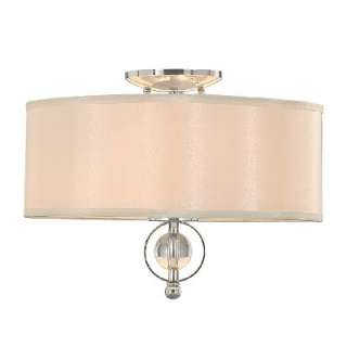 NEW 2 Light Flush Mount Ceiling Lighting Fixture, Chrome Opal Satin 