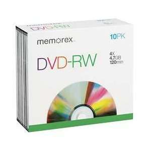  Dvd rw Disc,4.70 Gb,120 Min,4x,pk 10   MEMOREX 