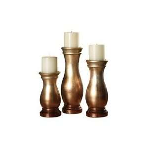  Elements Brown Ceramic CandleSticks, Set of 3