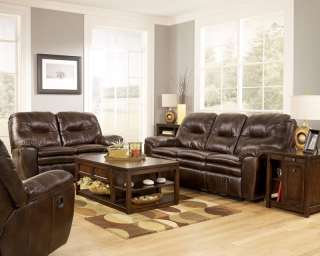 ANDREA   FAUX CHOCOLATE LEATHER RECLINER SOFA COUCH & LOVESEAT SET 