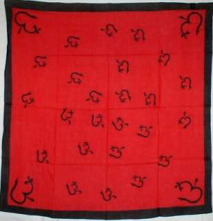 Om Symbol Scarf Buddhism 100% Cotton 42 x 42 Red  