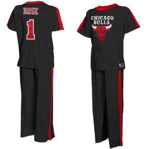  Chicago Bulls Derrick Rose Youth Player Pajama Set   Black 