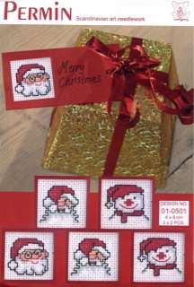 Red Gift Tags Cross Stitch Kit Permin of Copenhagen 010501 