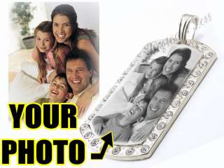 Custom Photo Iced Out Bling Bling Dogtag Pendant Necklace + Free TEXT 