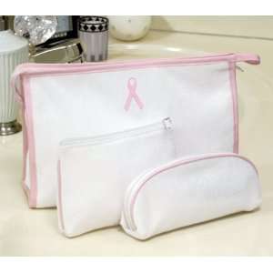   Breast Cancer 3pc Terry Cloth Cosmetic Bags
