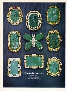 DAVID WEBB Jewelry Ad   JADE & DIAMOND Designs 1971  