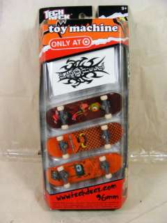 Tech Deck 3 Pack TOY MACHINE 96mm Boards Set Stickers  