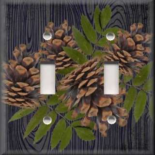 Light Switch Plate Cover   Rustic   Pine Cones With Black Background 