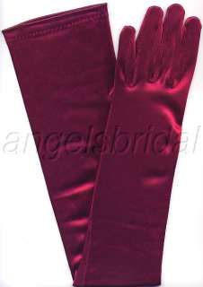 23 stretch satin gloves available in 22 different colors.