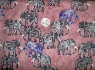 Wild Grey Elephants Animals Pink FQ Quilting Fabric  