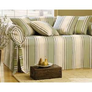  Classic Stripe Sofa Slipcover (BLUE/WHITE)