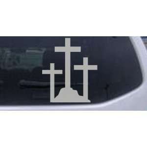 Three Crosses Christian Car Window Wall Laptop Decal Sticker    Silver 