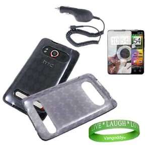  Kit DARK GREY Rubber Skin Case + HTC EVO 4G Car Charger + Custom 