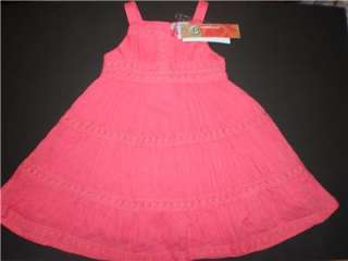 NEW BABY GIRLS 12M 12 CRINKLE TROPICAL PINK TANK DRESS  