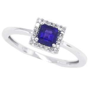  0.45ct Princess Cut Amethyst Ring with Diamonds in 10Kt 