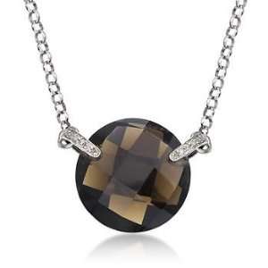   Carat Smoky Quartz Necklace With Diamonds In Sterling Silver Jewelry
