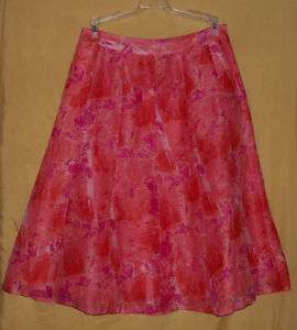Due Per Due coral multi linen silk dress skirt 2 $128  