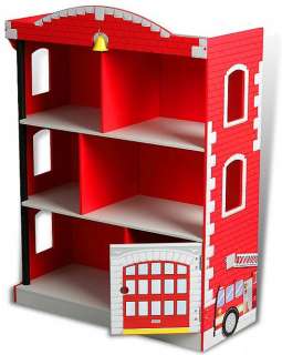 Kidkraft Kids Firehouse Bookcase Book Shelf Fire Engine  