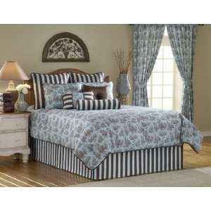   Blue & Brown Toile 4 Pc Daybed Bedding Comforter Set