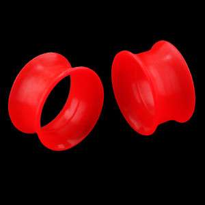 DOUBLE FLARE Silicone RED Ear Skins TUNNEL EAR PLUGS  
