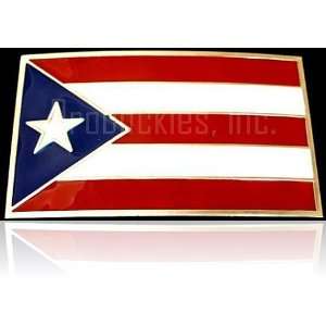 com Puerto Rico Flag Belt Buckle / Bandera De Puerto Rico Hebilla De 