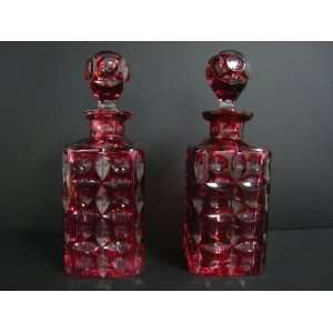 Pair of Red Decanters 