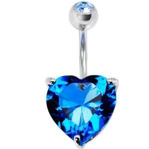    December 14mm Heart Solitaire Birthstone Belly Ring Jewelry