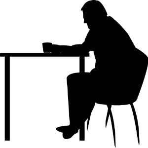  People Silhouette Wall Decals   Older Man At Desk Worried 