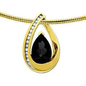    Onyx Teardrop Pendant in 14K Gold with Diamond Accents Jewelry
