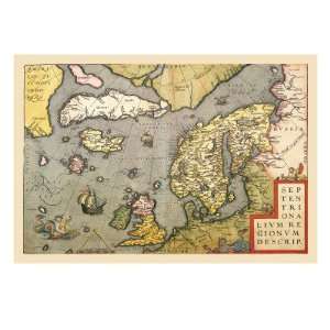    Map of North Sea by Abraham Ortelius, 24x32