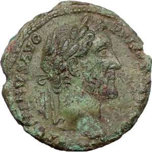 ANTONINUS PIUS 145AD Ancient Roman Coin PAX Peace Goddess Prosterity 