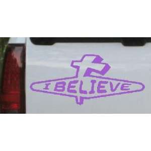 Purple 22in X 10.1in    I Believe Christian Car Window Wall Laptop 