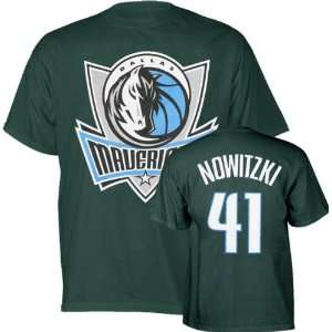 Dirk Nowitzki Green Majestic Player Name and Number Dallas Mavericks T 