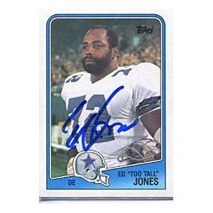  Ed Too Tall Jones Autographed/Signed 1988 Topps Card 