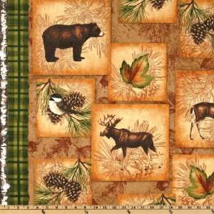  44 Wide Pine Ridge Wildlife Collage Earth Fabric By The 