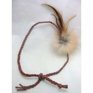  NEW Braided Fox Fur and Feathers Headband, Limited 