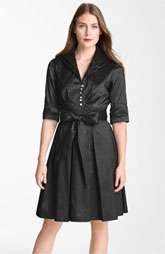 Donna Ricco Metallic Fit & Flare Taffeta Shirt Dress $168.00
