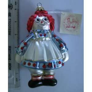  Raggedy Ann Hand Blown Glass Christmas Ornament painted by 