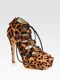 Brian Atwood   Adara Leopard Print Pony Hair Ankle Boots
