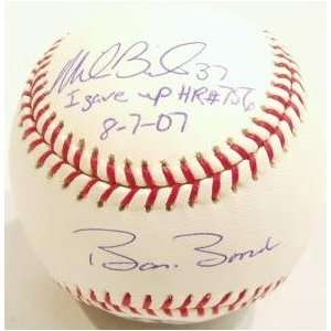  Mike Bacsik Signed Baseball   with I Gave Up Home Run 