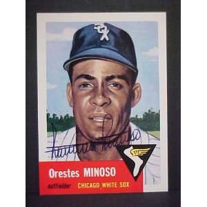 Minnie Minoso Chicago White Sox #66 1953 Topps Archives Signed 