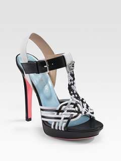 Versace   Braided T Strap Sandals    