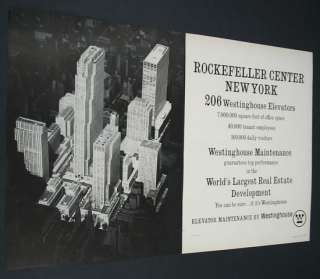 WESTINGHOUSE Rockefeller Center elevators 1962 print Ad  
