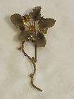 Fabulous Old Enamel Crystal RS Wire Flower Figural Brooch Pin Large 