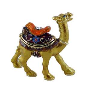   Camel Trinket Box Bejeweled Figurine Standing Collectible Enameled NEW