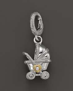 Judith Ripka Sterling Silver Pram Charm with 18K Gold and White 