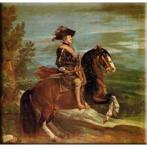 Philip IV on Horseback 30x29 Streched Canvas Art by Velazquez, Diego 