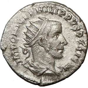  PHILIP I Arab 244AD Ancient Silver Roman Coin SPES HOPE 